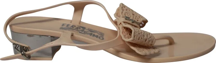 Perala Ribbon Thong Sandals in Pink Rubber