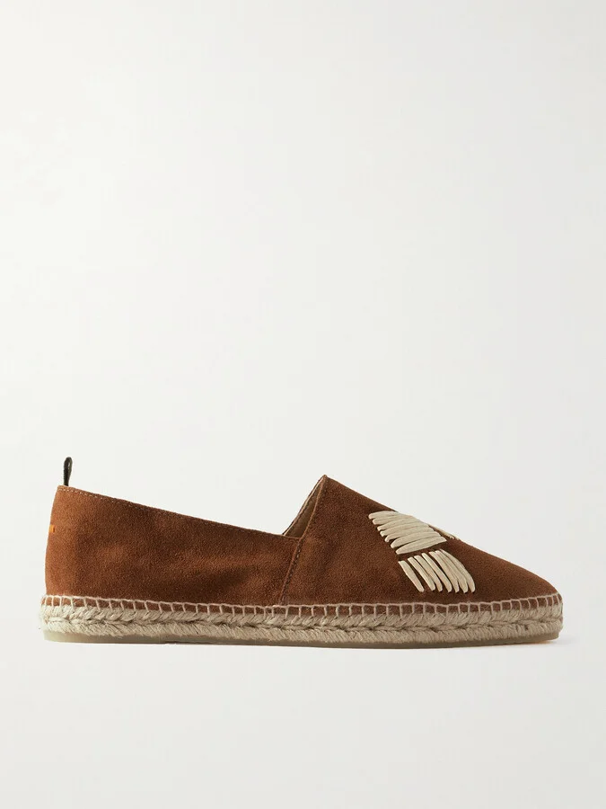 Percy Raffia-Trimmed Suede Espadrilles