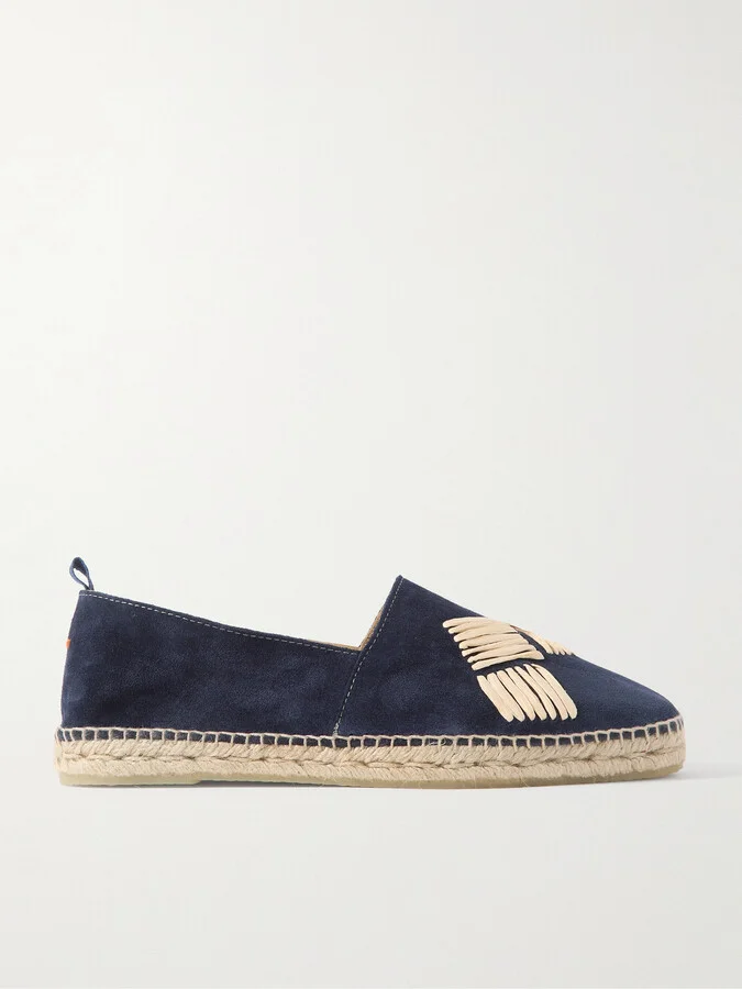 Percy Raffia-Trimmed Suede Espadrilles