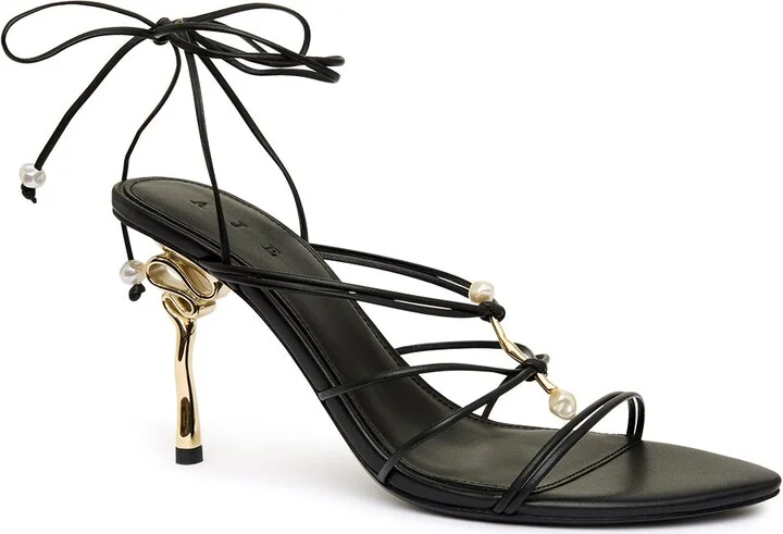 Perenna Pearl Bar Strappy Heel In Colour Black Size 35 - Image 3