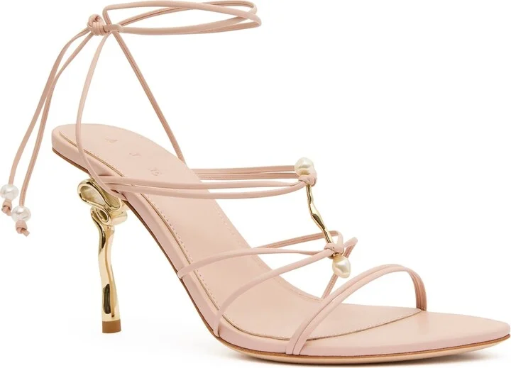 Perenna Pearl Bar Strappy Heel In Colour Blush Pink Size 35 - Image 3