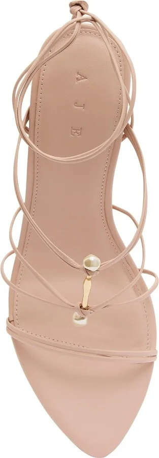 Perenna Pearl Bar Strappy Heel In Colour Blush Pink Size 35 - Image 4