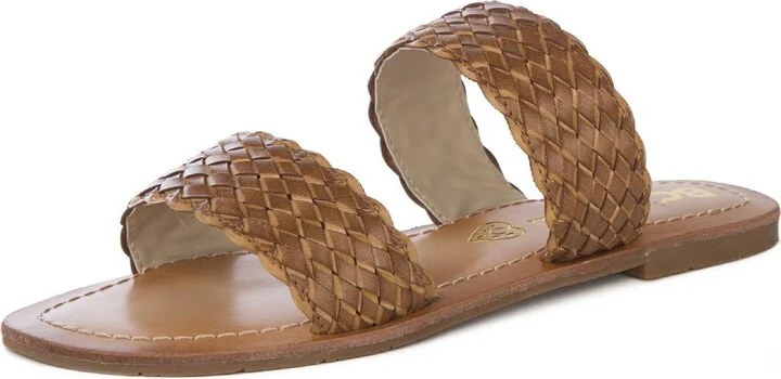 Perfectly Crafted Womens Vegan Leather Double Band Flat Sandals