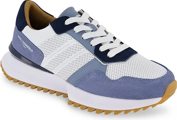 Perforated Colorblock Suede Low-Top Runner Sneakers - Image 2