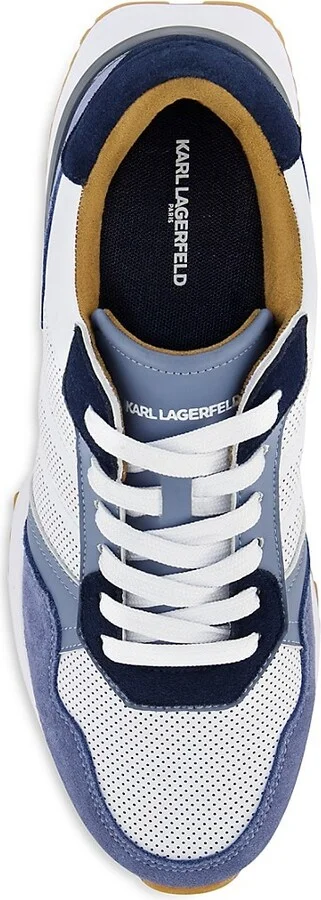 Perforated Colorblock Suede Low-Top Runner Sneakers - Image 3