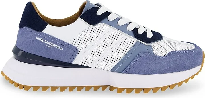 Perforated Colorblock Suede Low-Top Runner Sneakers