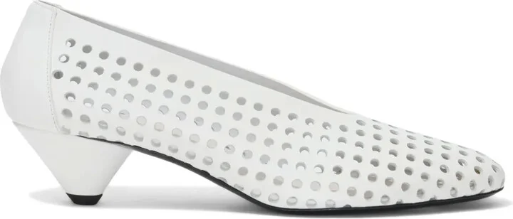 Perforated Cone 40mm leather pumps