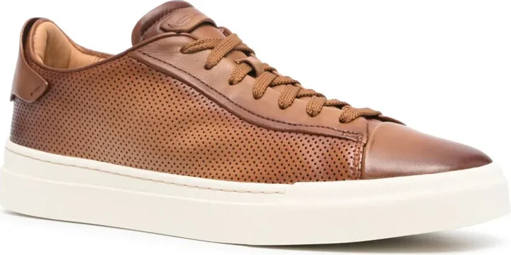 Perforated-Design Leather Sneakers - Image 2
