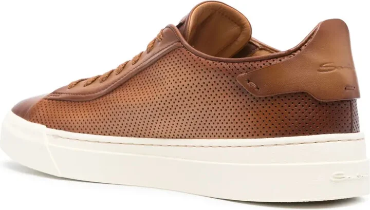 Perforated-Design Leather Sneakers - Image 3
