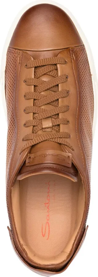 Perforated-Design Leather Sneakers - Image 4