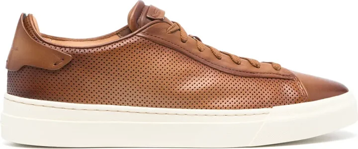 Perforated-Design Leather Sneakers