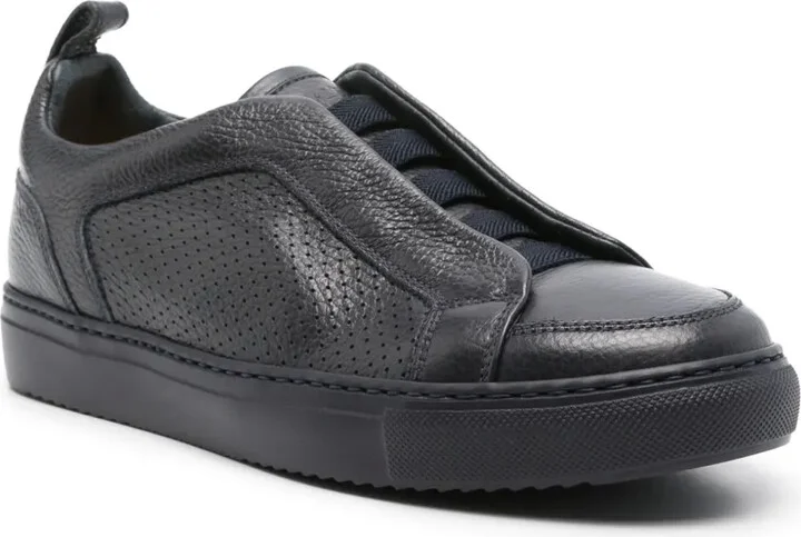 Perforated-Detailed Leather Sneakers - Image 2