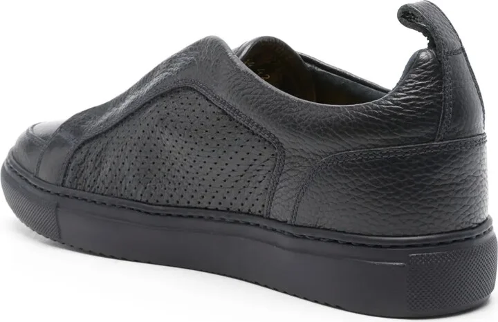 Perforated-Detailed Leather Sneakers - Image 3