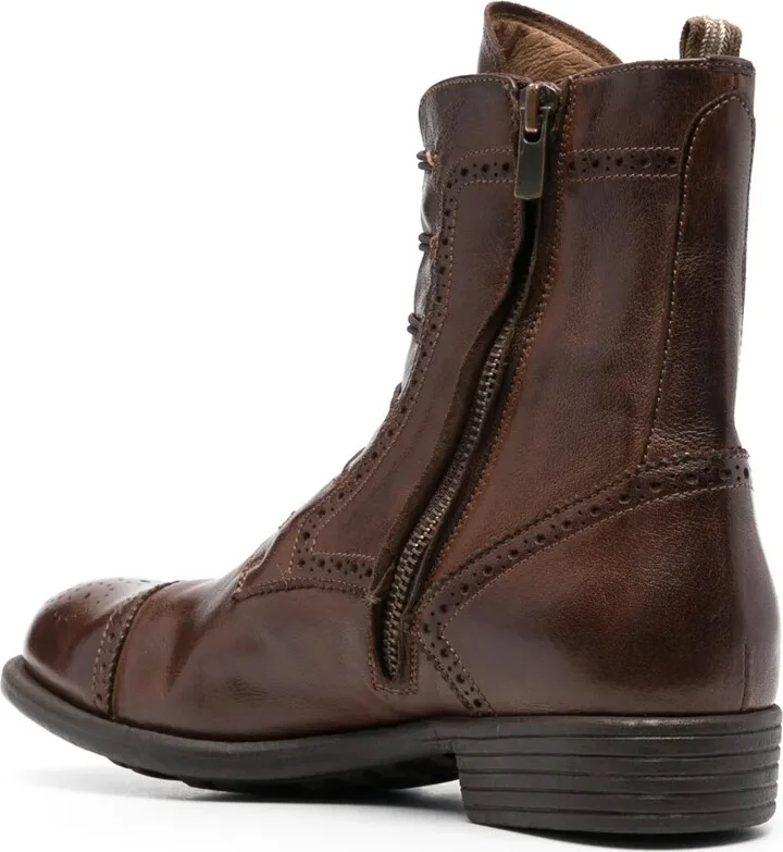 Perforated-Embellishment Leather Boots - Image 3