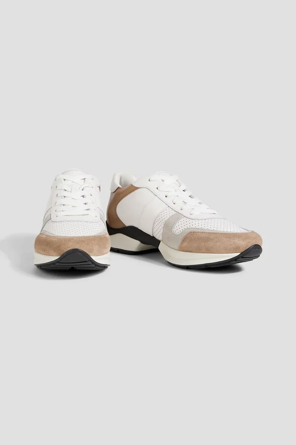 Perforated leather and suede sneakers - Image 2