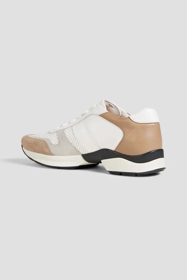 Perforated leather and suede sneakers - Image 3