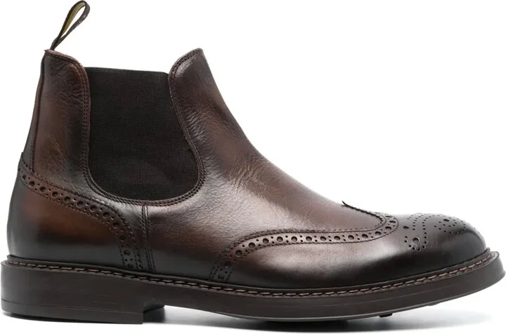 Perforated Leather Ankle Boots