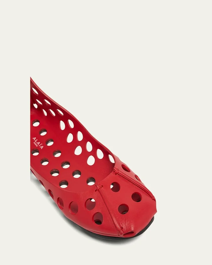 Perforated Leather Ballerina Flats - Image 4