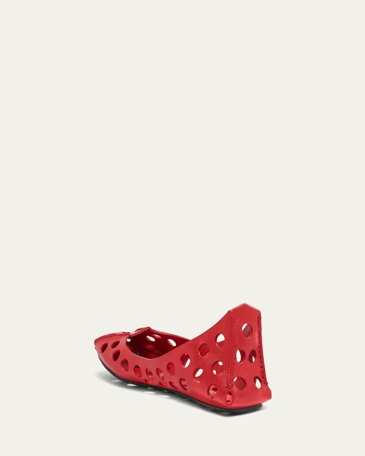 Perforated Leather Ballerina Flats - Image 5