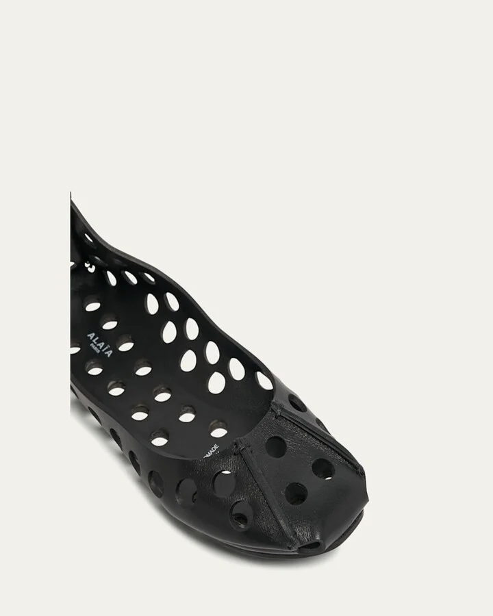 Perforated Leather Ballerina Flats - Image 3