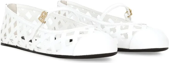 Perforated Leather Ballerina Shoes - Image 2
