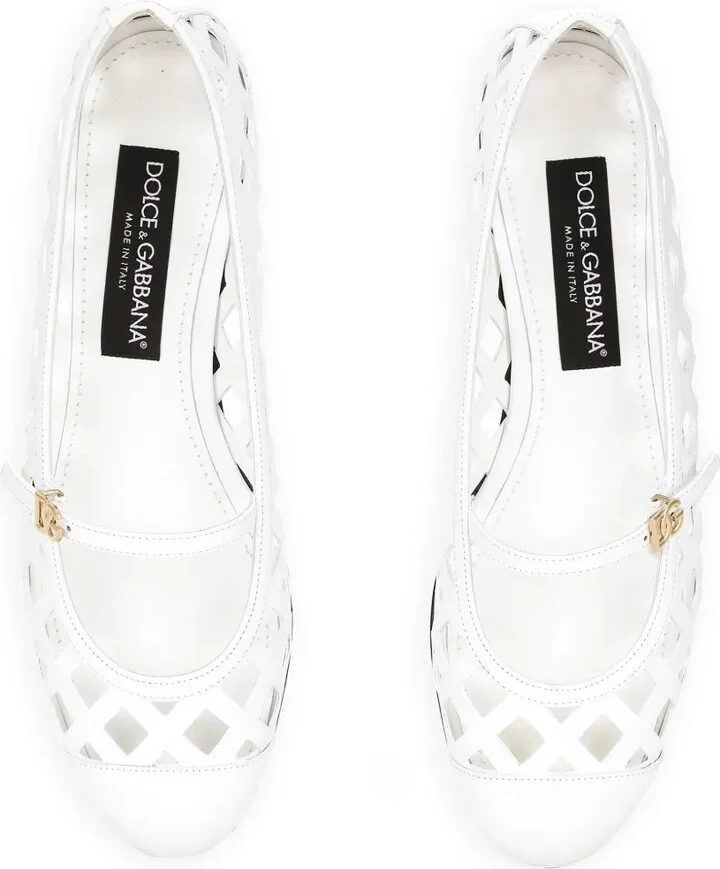 Perforated Leather Ballerina Shoes - Image 4