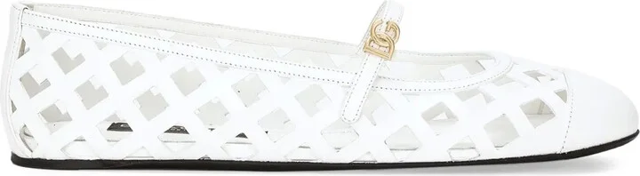 Perforated Leather Ballerina Shoes