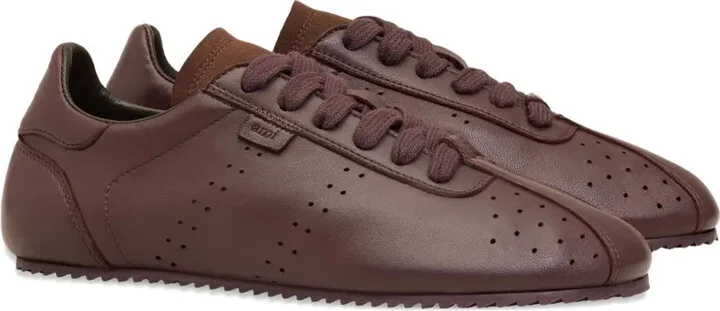 Perforated Leather Lace-Up Sneakers - Image 2