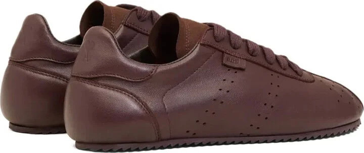 Perforated Leather Lace-Up Sneakers - Image 3