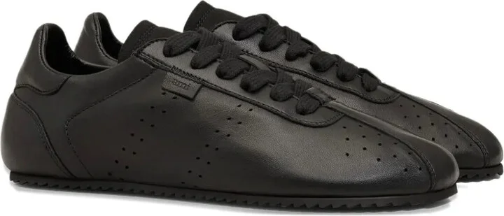 Perforated Leather Lace-Up Sneakers - Image 2