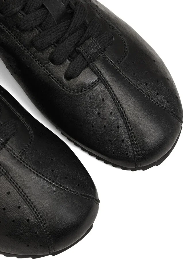 Perforated Leather Lace-Up Sneakers - Image 4