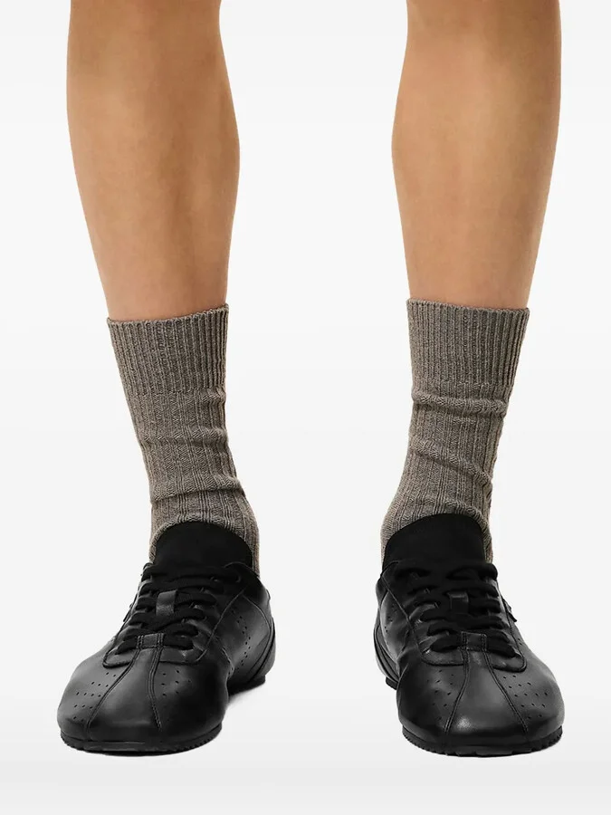 Perforated Leather Lace-Up Sneakers - Image 5