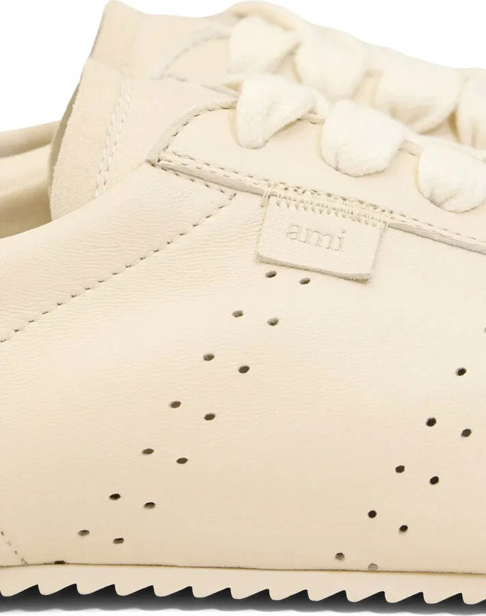 Perforated Leather Lace-Up Sneakers - Image 3