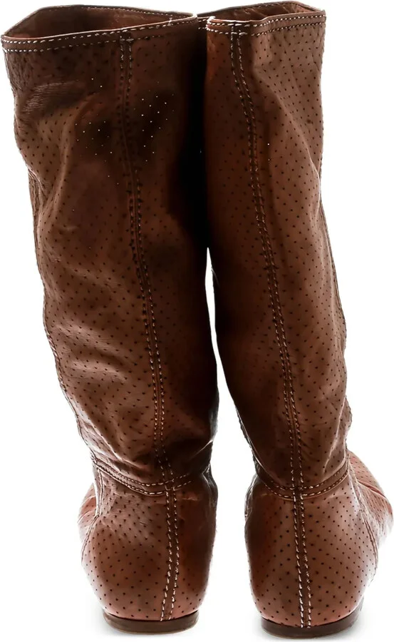 Perforated Leather Mid-Calf Boots - Image 2