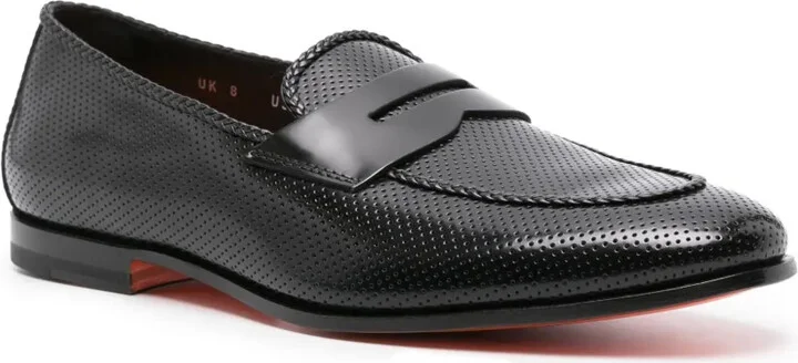 Perforated Leather Penny Loafers - Image 2