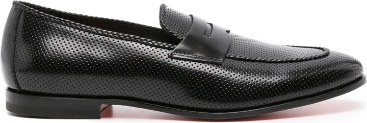 Perforated Leather Penny Loafers