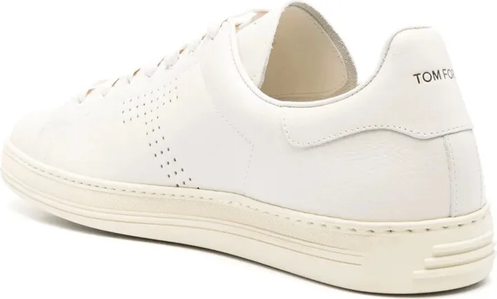 Perforated-Logo Leather Sneakers - Image 3