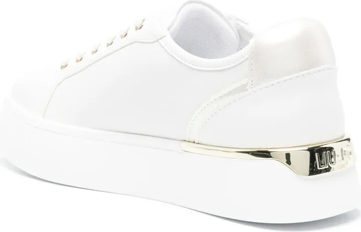 Perforated-Logo Leather Sneakers - Image 3