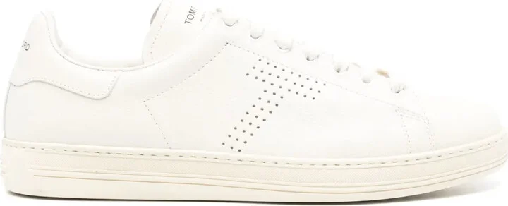 Perforated-Logo Leather Sneakers