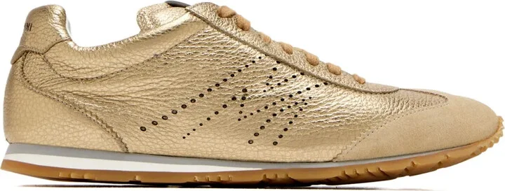 Perforated-Logo Leather Sneakers