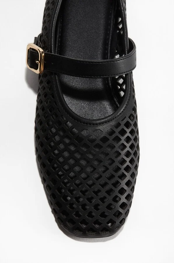 Perforated Mary Jane Ballet Flats