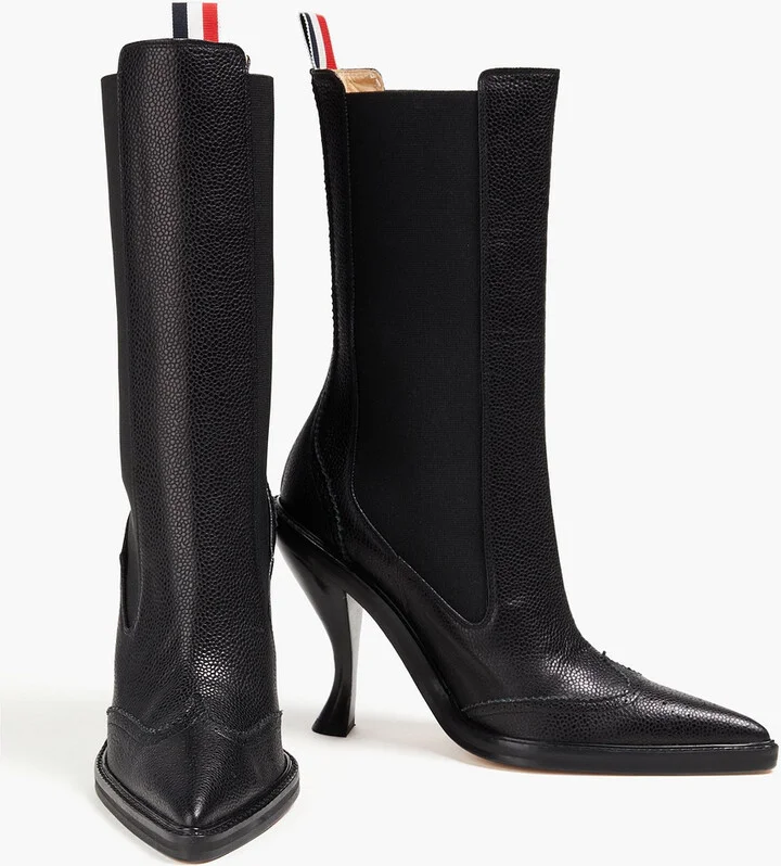Perforated pebbled-leather ankle boots - Image 2