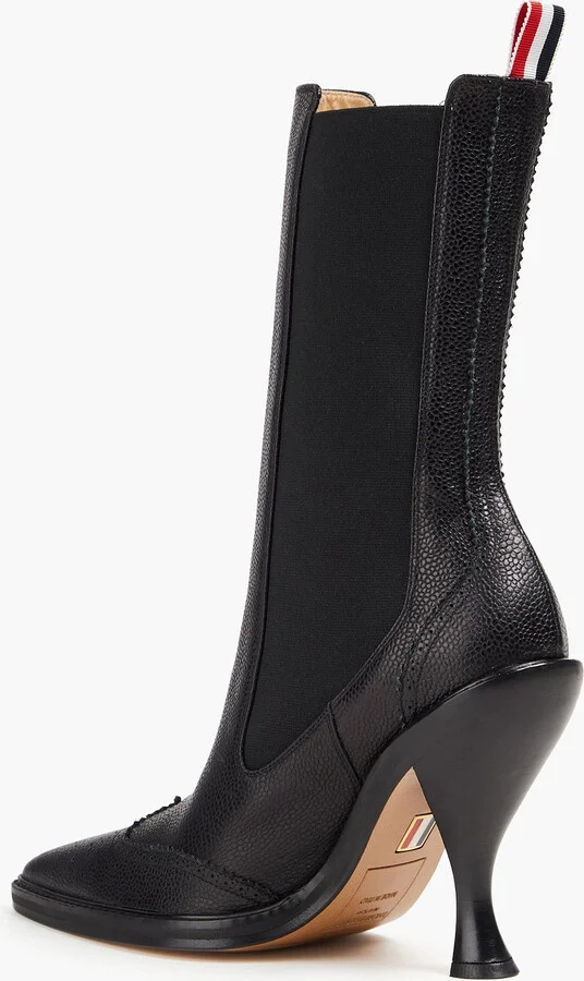 Perforated pebbled-leather ankle boots - Image 3