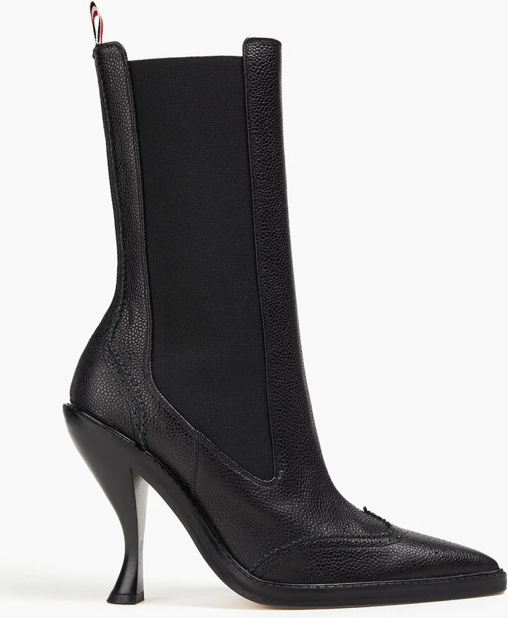 Perforated pebbled-leather ankle boots