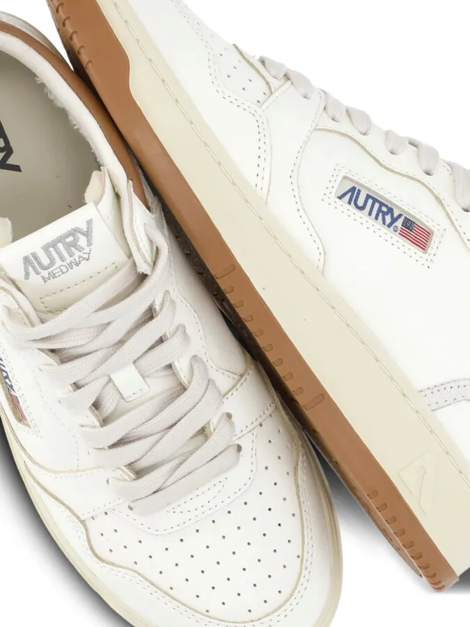 Perforated Platform Leather Sneakers - Image 4