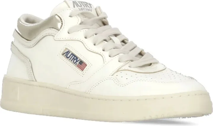 Perforated Platform Leather Sneakers - Image 2