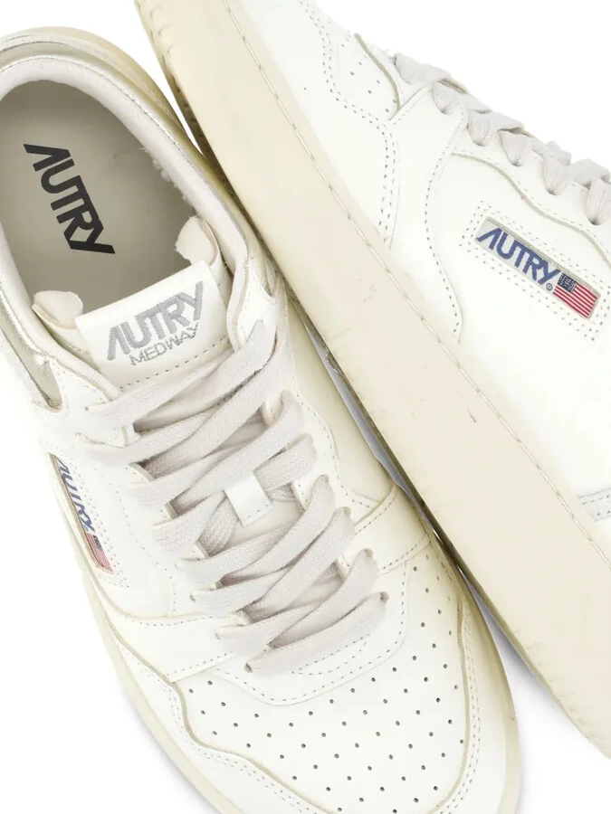 Perforated Platform Leather Sneakers - Image 3