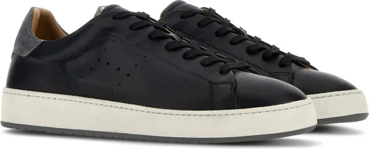 Perforated Side Logo Leather Sneakers - Image 2