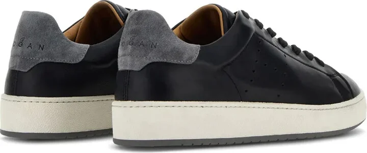 Perforated Side Logo Leather Sneakers - Image 3