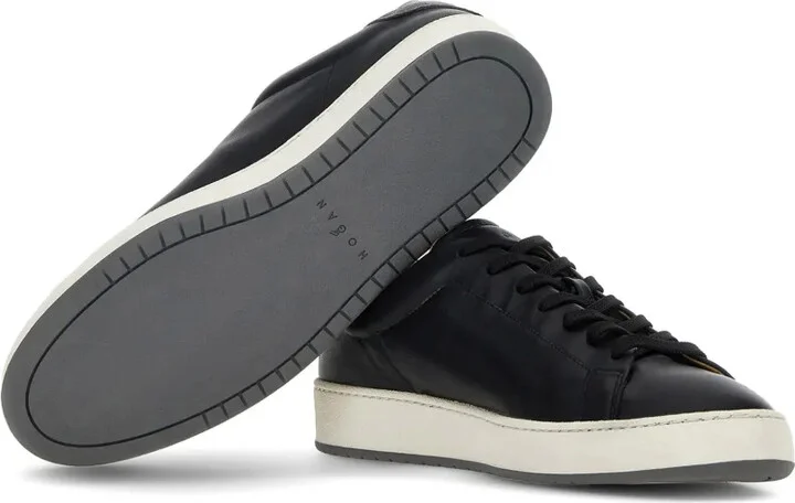 Perforated Side Logo Leather Sneakers - Image 4